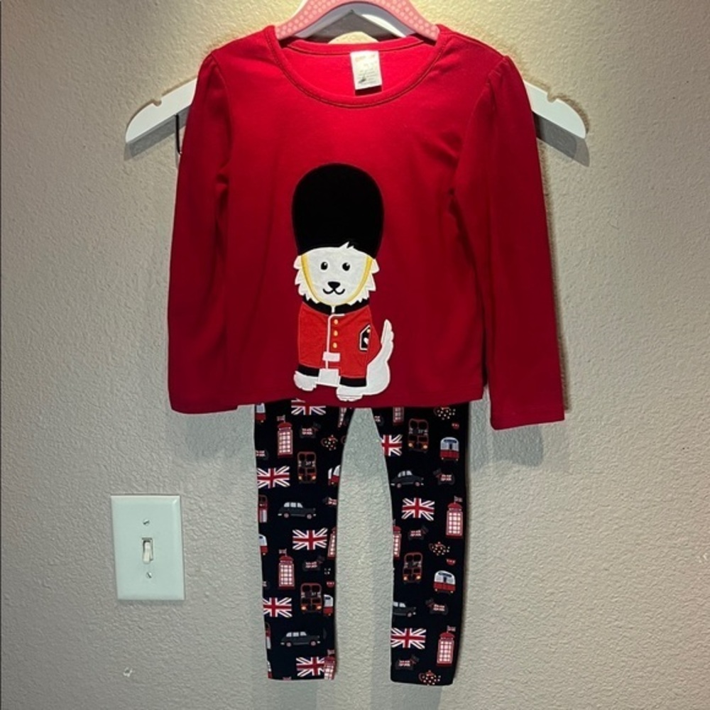 Gymboree Girl’s London Calling Scotty Dog Phone Booth Leggings Set Size 3T